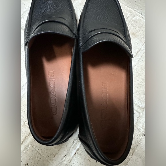 New Mens Coach Luca Drivers Loafers Dress Shoes Black Pebbled Leather 11 Slip On - Picture 4 of 5